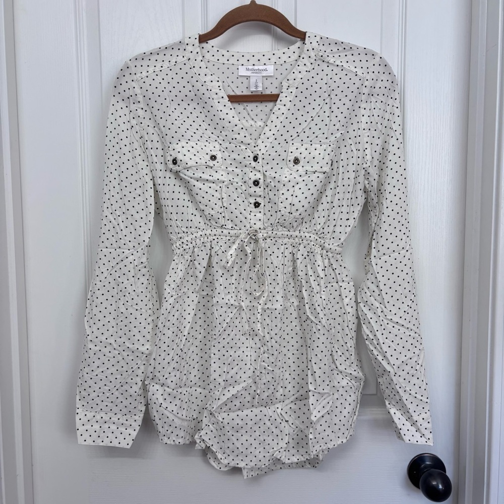 Ivory Polka Dot Maternity Blouse | Motherhood S - Picture 8 of 8